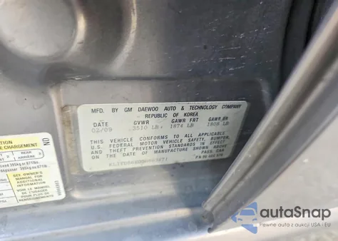 2009 Chevrolet Aveo Ls из США, поврежденный, VIN KL1TD56E09B663871